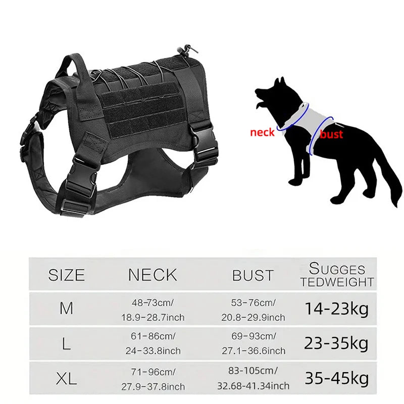Tactical Camouflage Dog Vest Harness for Medium and Large Dogs，Easy Control and Comfortable for Hiking ，Training, and Outdoor