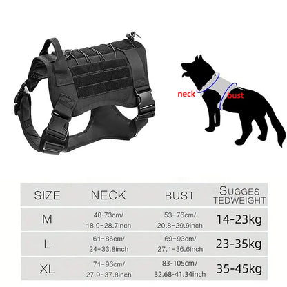 Tactical Camouflage Dog Vest Harness for Medium and Large Dogs，Easy Control and Comfortable for Hiking ，Training, and Outdoor
