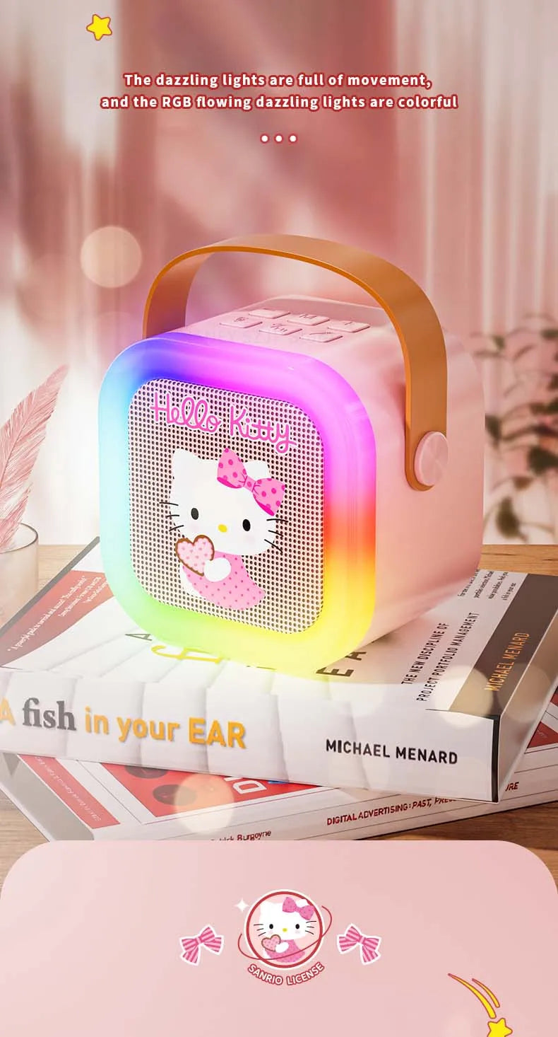 Sanrio Bluetooth Speakers ML07 Karaoke Machine Portable Speakers Bluetooth with Mic LED Light Machine Home Family Singing Gift