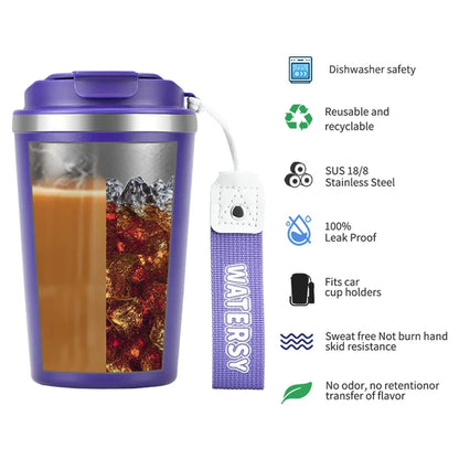 380ML Coffee Cup Stainless Steel Thermal Mug Double Wall Vacuum Insulated Water Bottle Office Home Portable Travel Car Mug