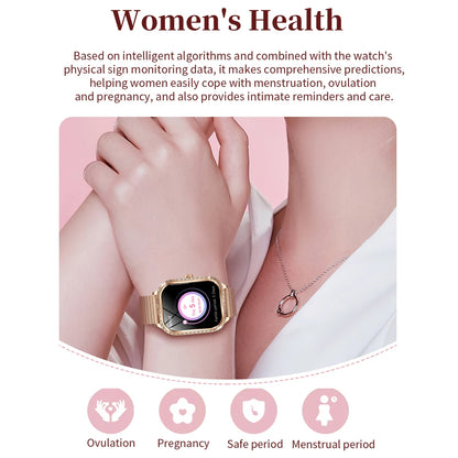 New Fashion Women Smart Watch 1.75inch Curved Screen Sports Bracelet BT HD Calling Clock IP68 Waterproof Diamond Case Smartwatch