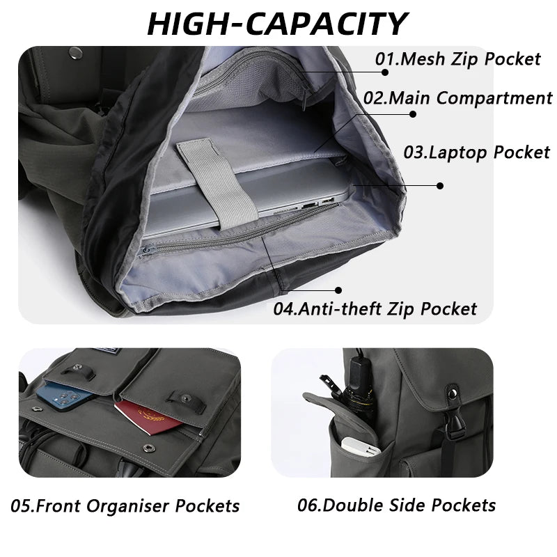 Fashion Waterproof Large Capacity Drawstring Backpack for Men Oxford Durable Travel College Student Laptop School Bag Bookbag