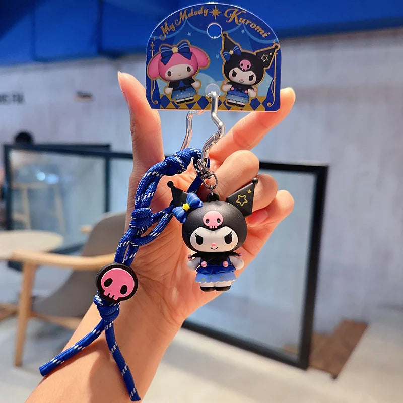 New Sanrio Kuromi 3D Keychain Kawaii Mymelody Cartoon Doll Couple Backpack Pendant Children's Birthday Toy Gift