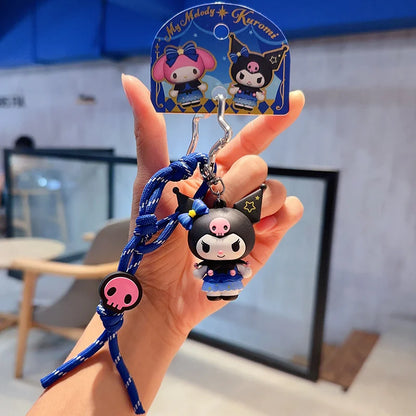 New Sanrio Kuromi 3D Keychain Kawaii Mymelody Cartoon Doll Couple Backpack Pendant Children's Birthday Toy Gift