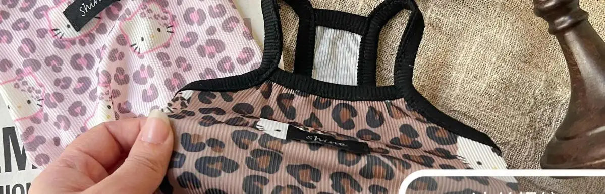 Spring Summer 2025 New Pet Clothes Spice Girls Wind Suspenders Leopard-Print Kitty Ice Silk And Cool Fabrics Cats Dogs Wear Them