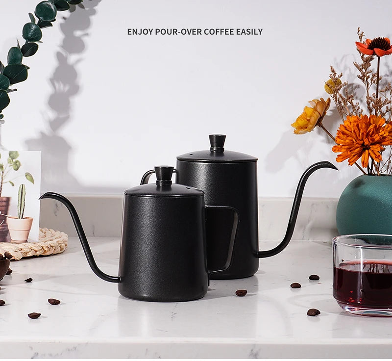 350ml 600ml Drip Kettle Coffee Tea Pot Non-stick Coating Food Grade Stainless Steel Gooseneck Drip Kettle Swan Neck Thin Mouth
