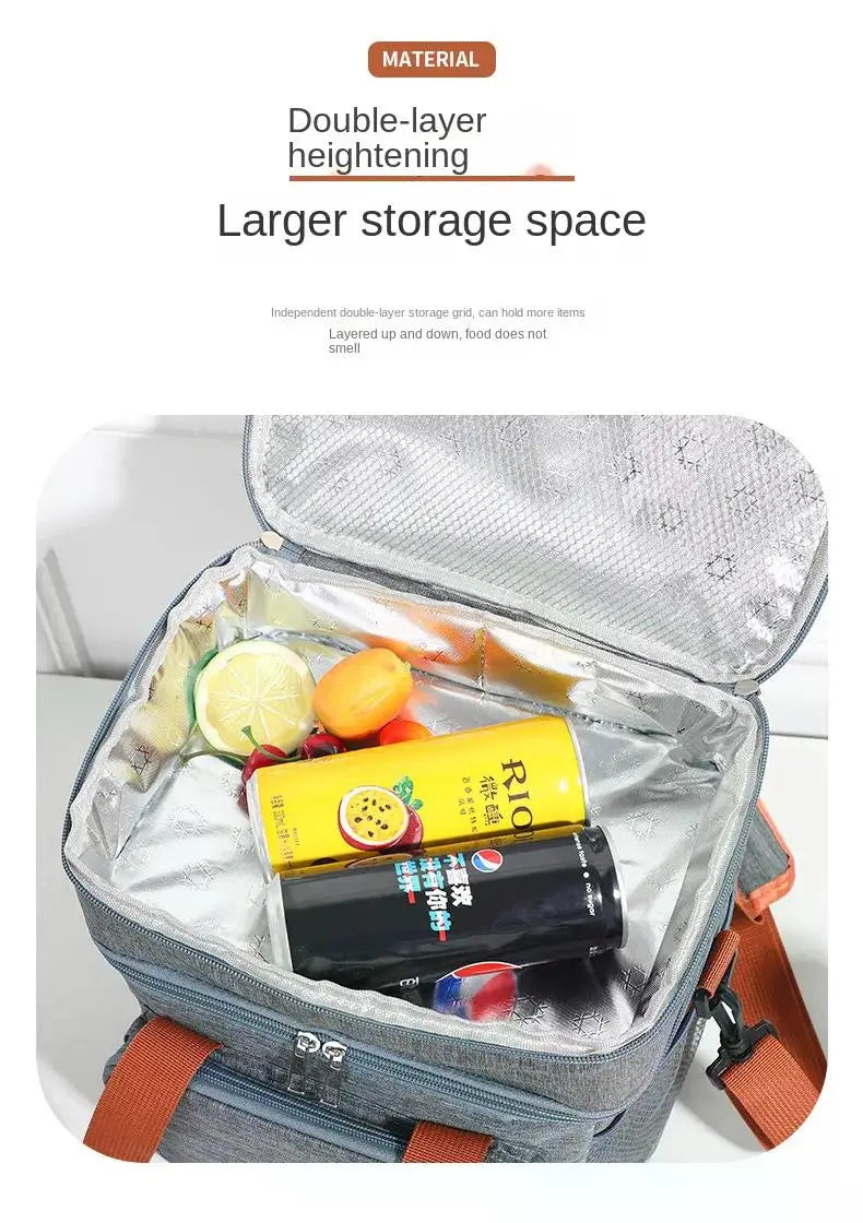 Portable Thermal Lunch Bag Picnic Food Cooler Bags Insulated Case Durable Waterproof Office Lunchbag Shoulder Strap Cooling Box