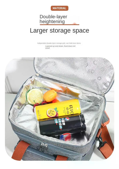 Portable Thermal Lunch Bag Picnic Food Cooler Bags Insulated Case Durable Waterproof Office Lunchbag Shoulder Strap Cooling Box