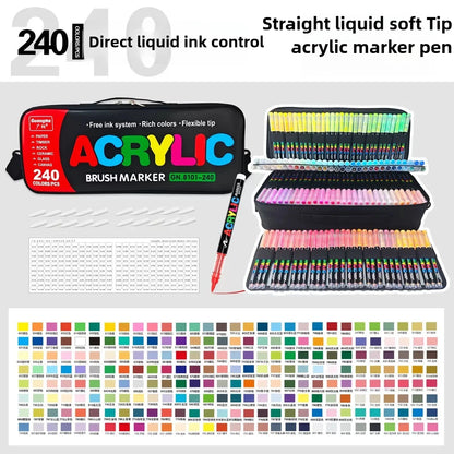 168-288 Colors Liquid Acrylic Marker Pens,Brush Soft Tip Juicy Ink Art Supplies For Students,GuangNa Stationery School Supplies