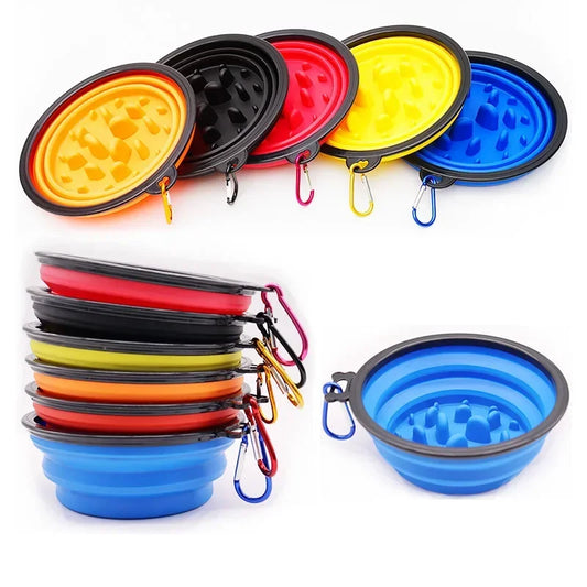 Pet Silicone Folding Bowl, Dog Slow Food Bowl, Outdoor Portable Dog Bowl, Tableware, Cat Rice Dog Bowls  Dog Water Bottle