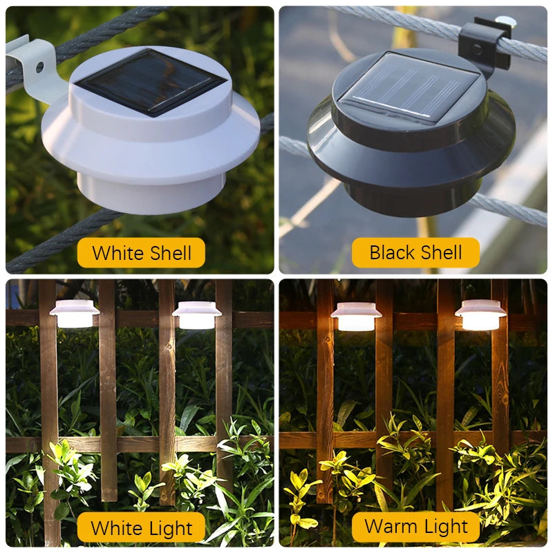 3LED Solar Power Gutter Light Waterproof Wall Lamp White Warm Fence Night Light for Garden Pathway Campin Deco LED Light Fixture