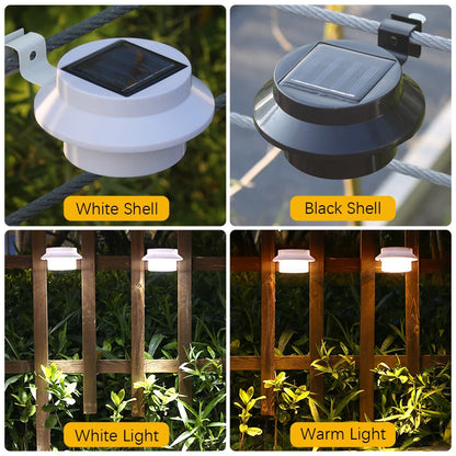 3LED Solar Power Gutter Light Waterproof Wall Lamp White Warm Fence Night Light for Garden Pathway Campin Deco LED Light Fixture
