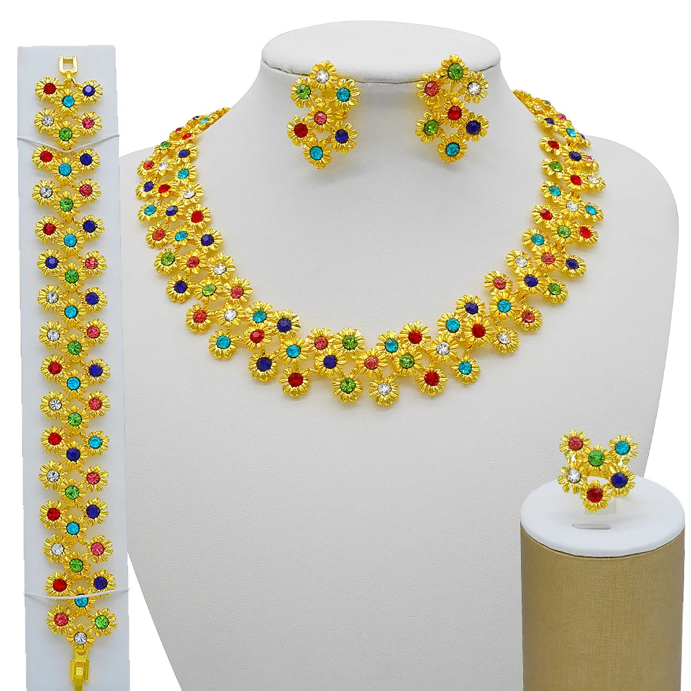 2023 Fine Jewelry Sets For Women Dubai Bridal Wedding Gifts Necklace Bracelet Earrings Ring Jewellery Set African Bead jewelry