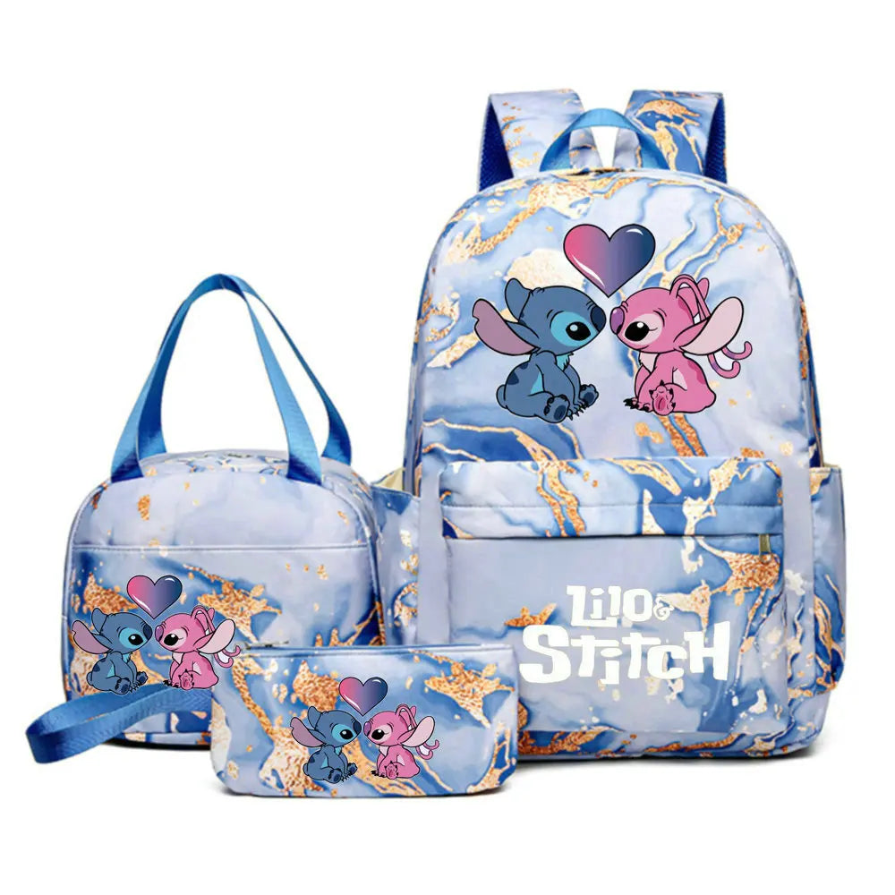 3Pcs/set Lilo Stitch Backpack for Girl Boy Student Teenager Children Rucksack Kids Birthday Gift Women Casual School Bag