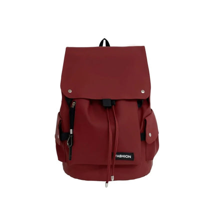 Large Capacity Men's Shoulder Bag Waterproof Multi Pocket Students School Bag Wear-Resistant Solid Color Business Backpack