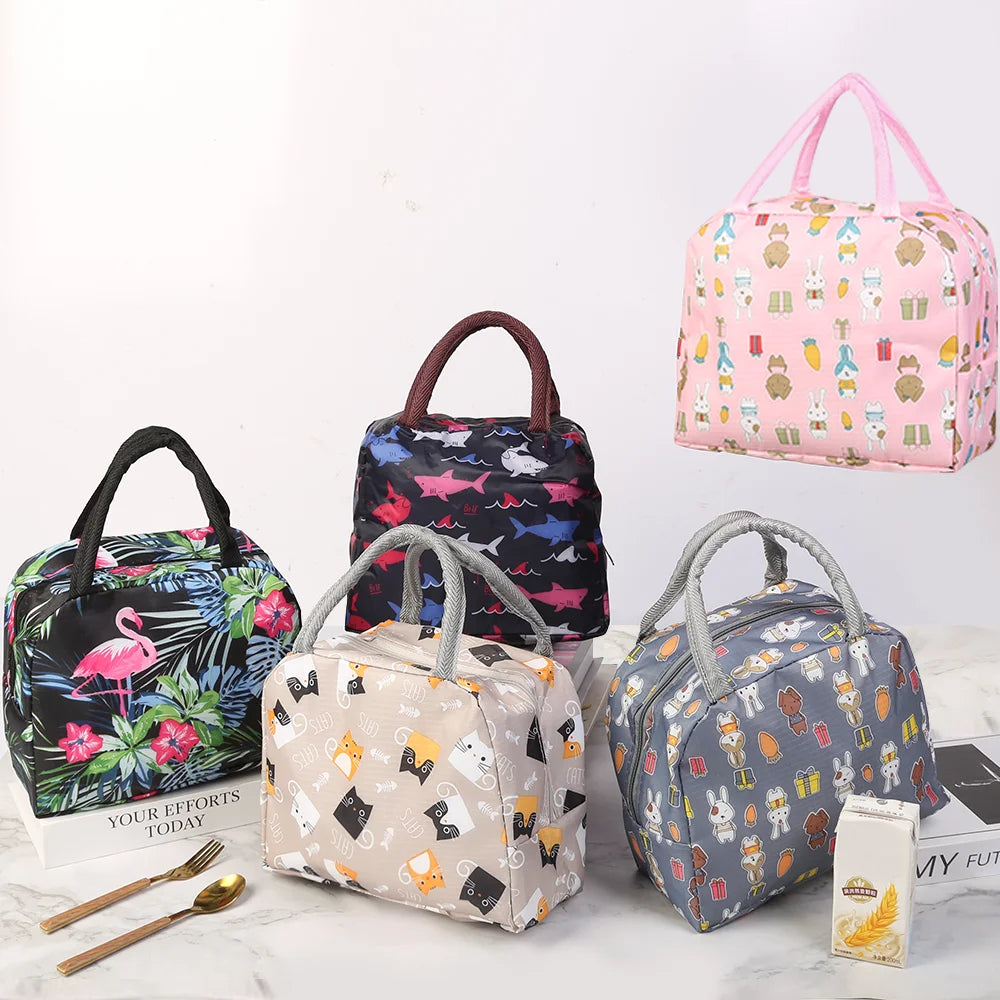 Cartoon Children's Lunch Bag Waterproof Oxford Cloth Portable Lunch Bags Tote Thermal Insulation Aluminum Film