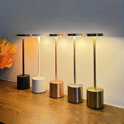 Table Lamp LED Rechargeable Touch Metal Writing Lamp Bedside Creative Ambient Lights Bar Outdoor Decoration Night Lightings 2024
