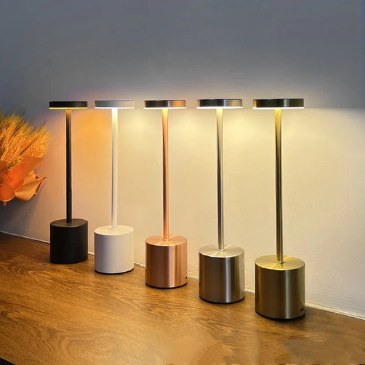 Table Lamp LED Rechargeable Touch Metal Writing Lamp Bedside Creative Ambient Lights Bar Outdoor Decoration Night Lightings 2024