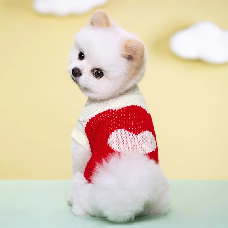 2025 Pet Autumn/Winter Warm Bar Pattern Sweater Elastic Two Leg Collar Dog Cat Knitted Woolen Clothes