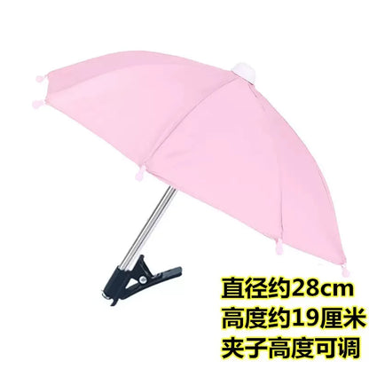 Mini Phone Sunshade Umbrella Car Accessory Motorcycle Phone Holder Cute Craft Car Decor Portable Waterproof Bracket Umbrella
