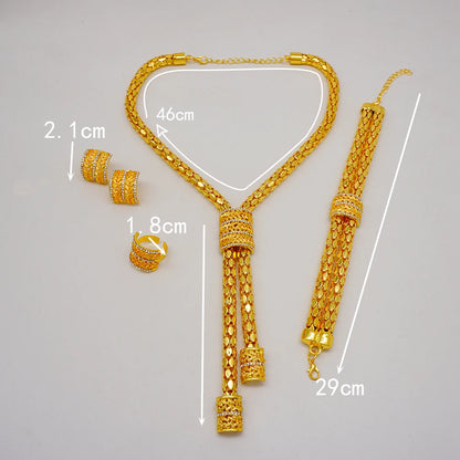 2023 Fine Jewelry Sets For Women Dubai Bridal Wedding Gifts Necklace Bracelet Earrings Ring Jewellery Set African Bead jewelry