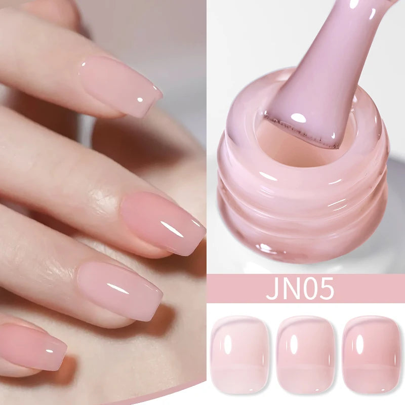 BORN PRETTY 10ml Wine Red Glitter Jelly Nude Gel Nail Polish Soak Off Translucent Color UV Light Cure for Nail Art DIY at Home