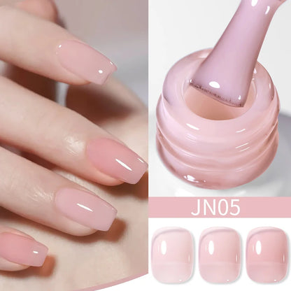 BORN PRETTY 10ml Wine Red Glitter Jelly Nude Gel Nail Polish Soak Off Translucent Color UV Light Cure for Nail Art DIY at Home