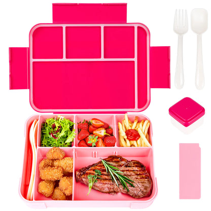 1330ML Lunch Box Adult Bento Boxes Food Containers with 6 Compartment and Tableware For Snack Work School Microwave Oven Heating