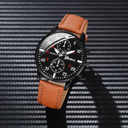 4/2/1pcs Men Sports Watches Set Man Business Quartz Wristwatch Luxury Brown Leather Bracelet Men Casual Clock Watch（NO Box）
