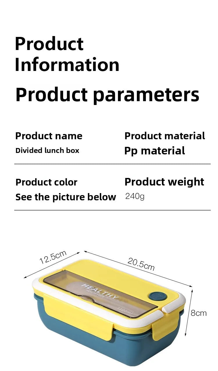 Plastic Compartments For Students And Office Workers, Large Capacity Bento Box With Lid, Sealed Insulated Lunch Container