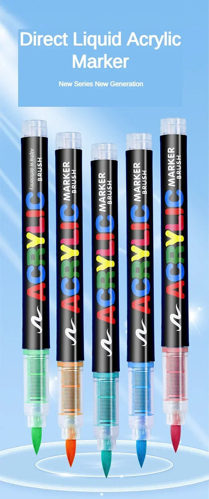 168-288 Colors Liquid Acrylic Marker Pens,Brush Soft Tip Juicy Ink Art Supplies For Students,GuangNa Stationery School Supplies