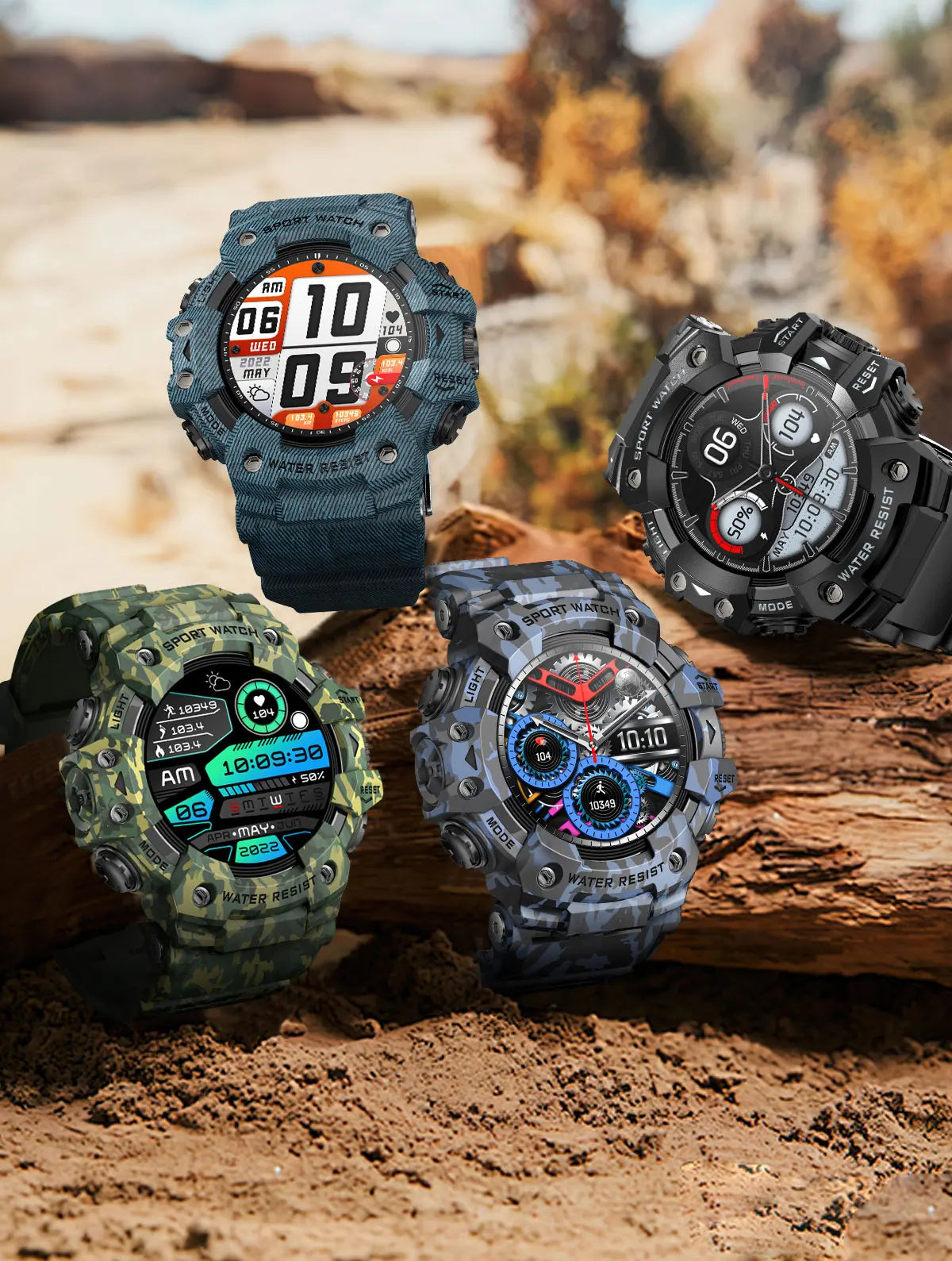 2025 Rugged Sport Smart Watch Bluetooth Calls Colorful Waterproof Military Smartwatches with Flashlight SOS COMPASS for Phone