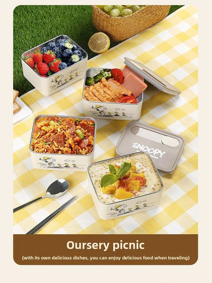 Cute Snoopy cartoon insulation lunch box multi-layer convenient to carry 304 stainless steel large capacity lunch box gift