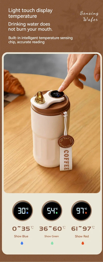 450ML Coffee Cup LED Temperature Stainless Steel Thermo Water Bottle  Display Keep Cold and Heat Thermal Mug Travel Vacuum Flask