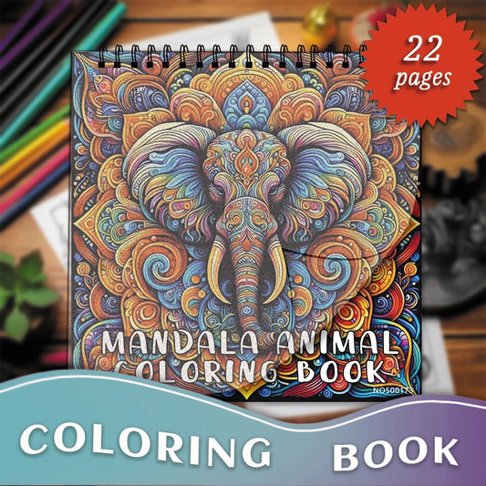 Fantastic Mandala Animal Coloring Book - 8.27 x 8.27 inches 22 pages coloring book - helps relieve stress and emotions, positive