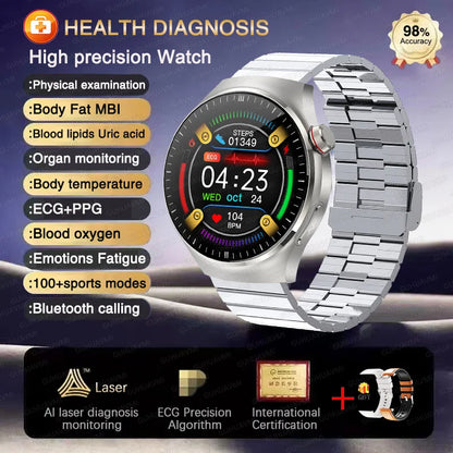 2025 For HUAWEI Precise ECG+PPG Uric acid HD Smart Watch Men Blood lipids Heart Rate Blood pressure Sport Call Health Smartwatch