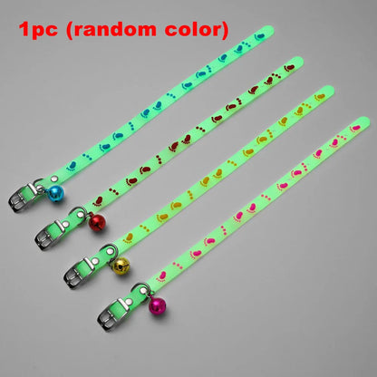 Fashion Pet Glowing Collars with Bell Glow at Night Dogs Cats Necklace Light Luminous Neck Ring Accessories for Kitten and Puppy