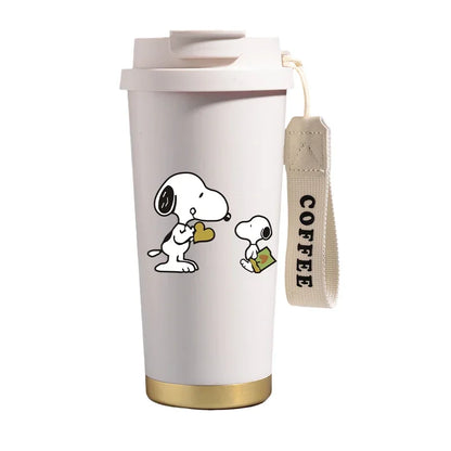 500ml Snoopys Stainless Steel Insulated Water Bottle Anime Kawaii Portable Travel Outdoor Car Tea Coffee Mug Cold Thermos Cup