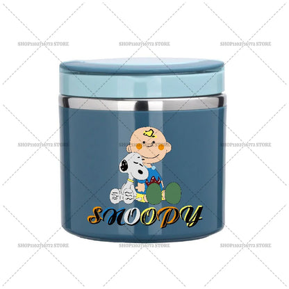630ml Snoopys Food Thermal Jar Insulated Soup Cup Stainless Steel Vacuum Lunch Box with Handle Portable Sealed Bento Boxes Gift