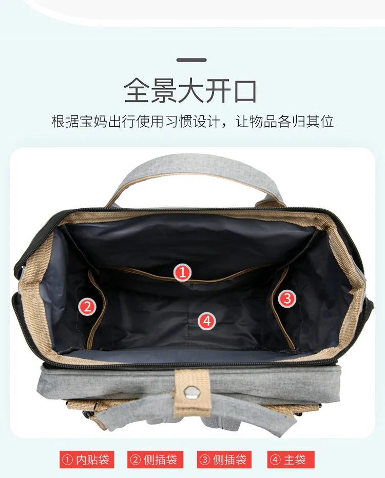 Folding Mommy Bag Multipurpose Portable Folding Crib Bed Large-capacity Baby Backpack Female Mommy Outting Bag Diaper Bags