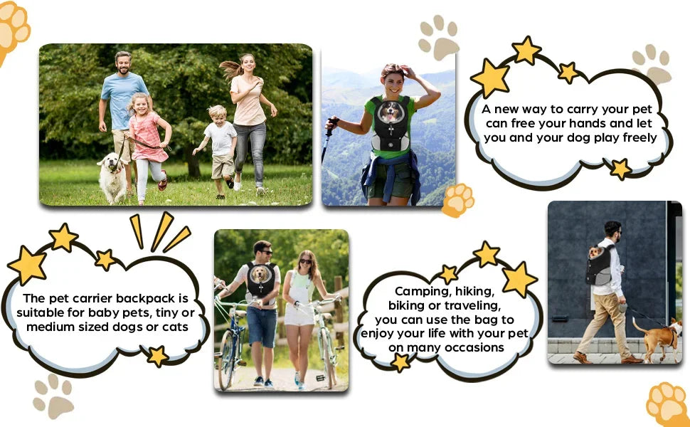 Dog Shoulder Carrier Backpacks Comfortable Doggy Front Backpack Pet Puppy Carrier Bags for Biking Hiking Camping Dog Carrier Bag