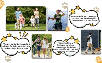 Dog Shoulder Carrier Backpacks Comfortable Doggy Front Backpack Pet Puppy Carrier Bags for Biking Hiking Camping Dog Carrier Bag
