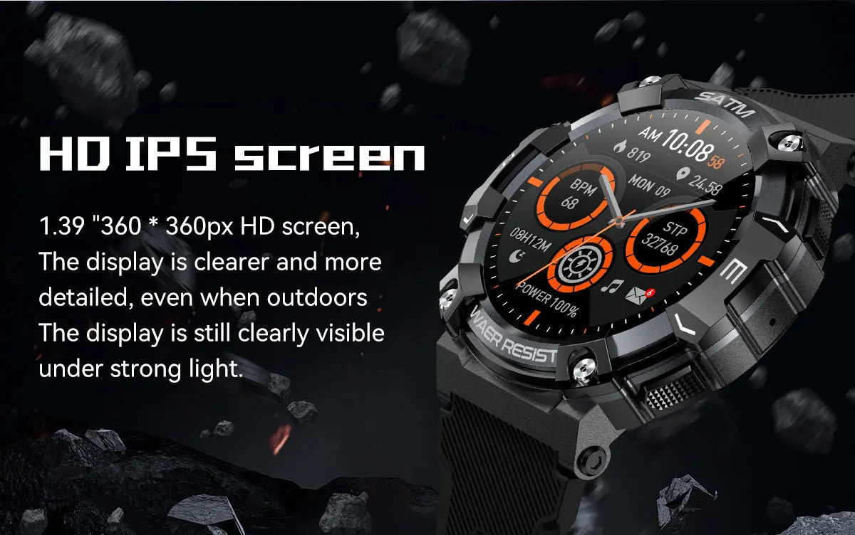 PG666 Bluetooth Call Smart Watch Men Outdoor Rugged Sport Fitness Tracker Smartwatch Heart Rate Blood Pressure Oxygen Monitor
