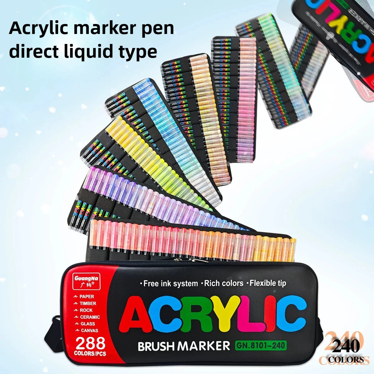 168-288 Colors Liquid Acrylic Marker Pens,Brush Soft Tip Juicy Ink Art Supplies For Students,GuangNa Stationery School Supplies
