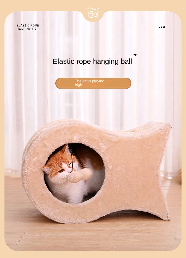 Cat Nest Warm Cat House Enclosed House All Year Round Winter Cat Sleeping Nest Pet Supplies