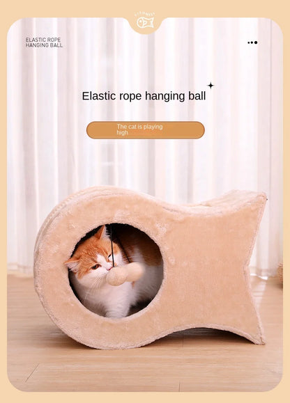 Cat Nest Warm Cat House Enclosed House All Year Round Winter Cat Sleeping Nest Pet Supplies
