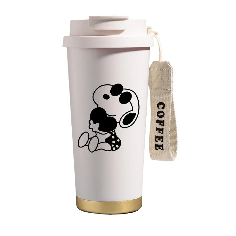 500ml Snoopys Stainless Steel Insulated Water Bottle Anime Kawaii Portable Travel Outdoor Car Tea Coffee Mug Cold Thermos Cup