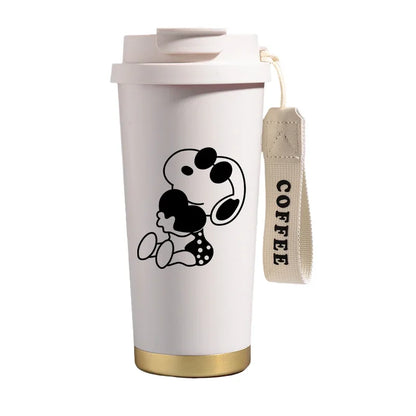 500ml Snoopys Stainless Steel Insulated Water Bottle Anime Kawaii Portable Travel Outdoor Car Tea Coffee Mug Cold Thermos Cup