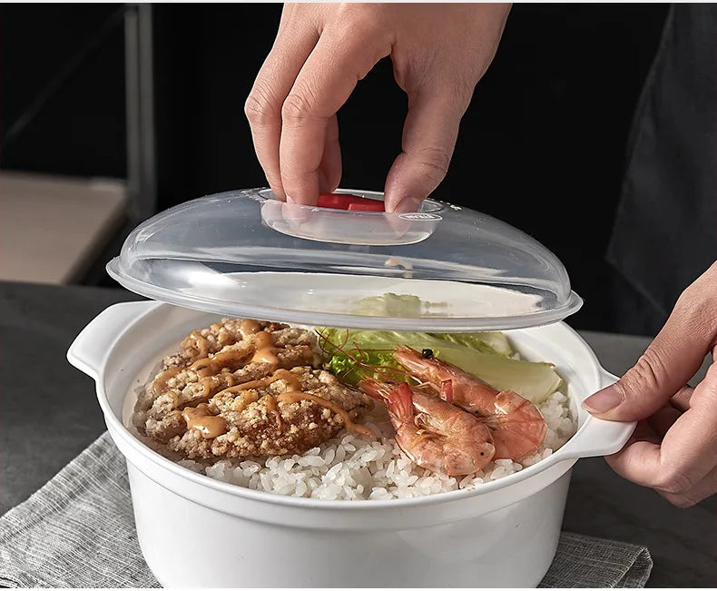 Microwave Oven Special Box Household Plastic Heating Fresh Keepeing Box with Lid Steamed Bun Instant Noodles Kitchen Bowl