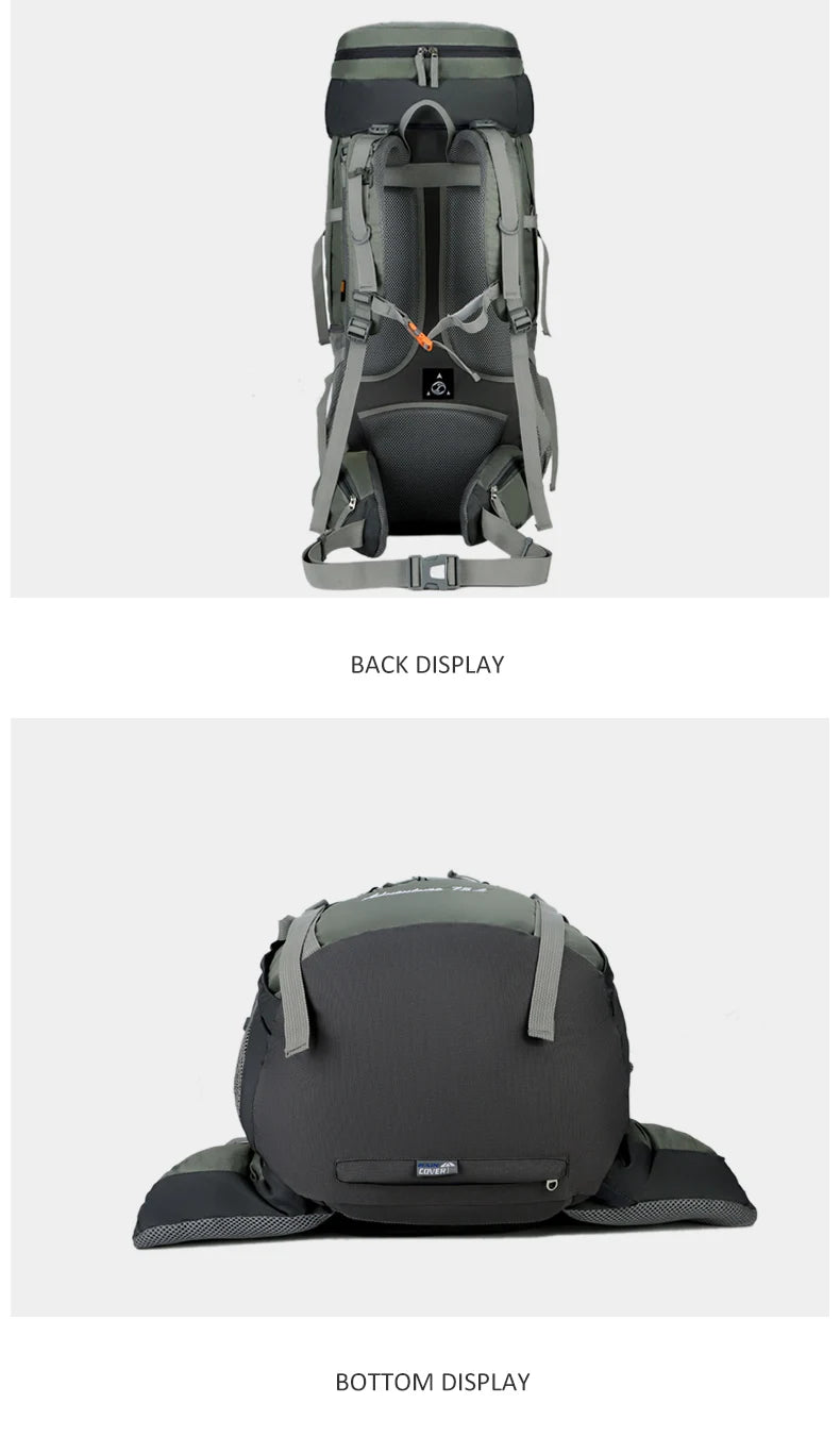 75L Camping Backpack Travel Sport Bag With Rain Cover Climbing Mountaineering Trekking Outdoor Rucksack Hiking Bag Shoulder Men